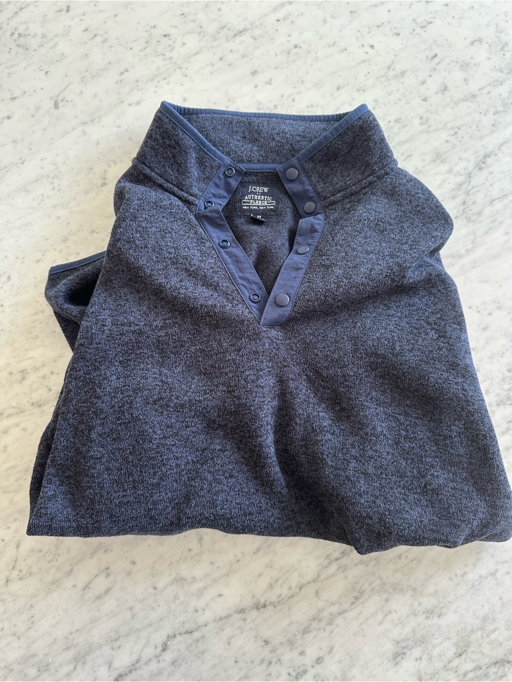 J. Crew Men’s Dark Heather Navy Snap Henley Shirt
Quarter zip